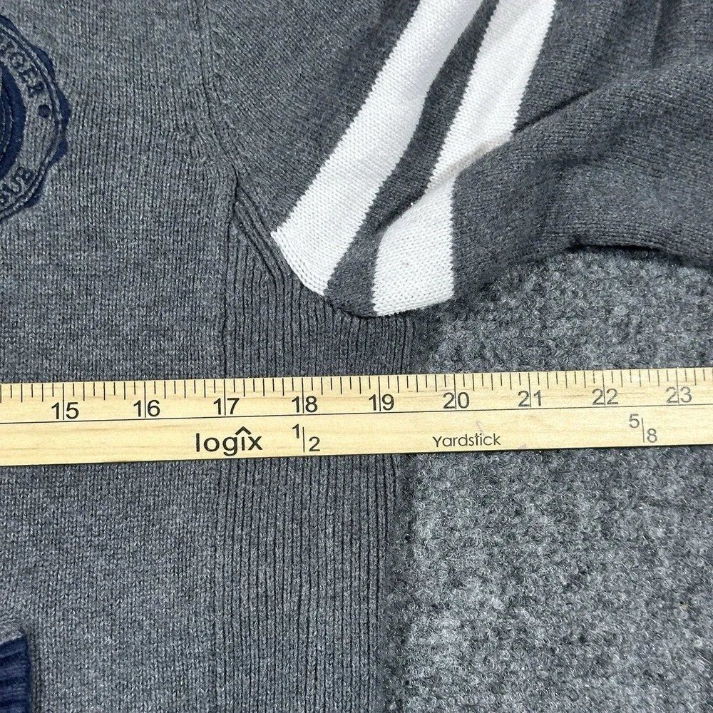 Tommy Hilfiger Mens Gray Navy Blue Full Zip Mock Neck Cotton‎ Knit Sweater Small